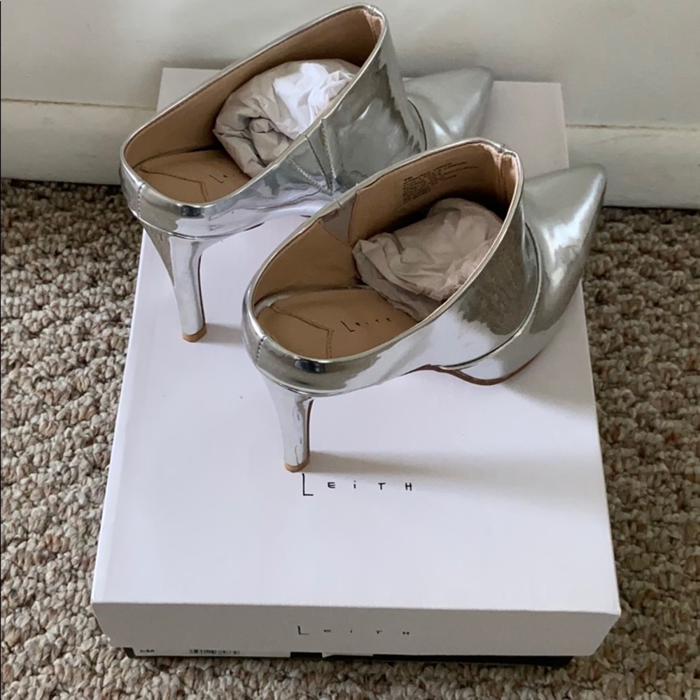 Silver Faux Leather Mules - Picture 4 of 4